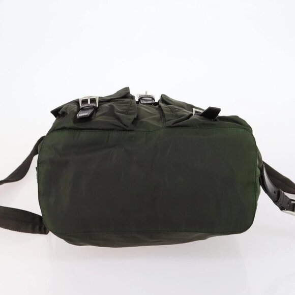 PRADA Backpack Nylon Khaki Silver Auth 147403 - Picture 7 of 16